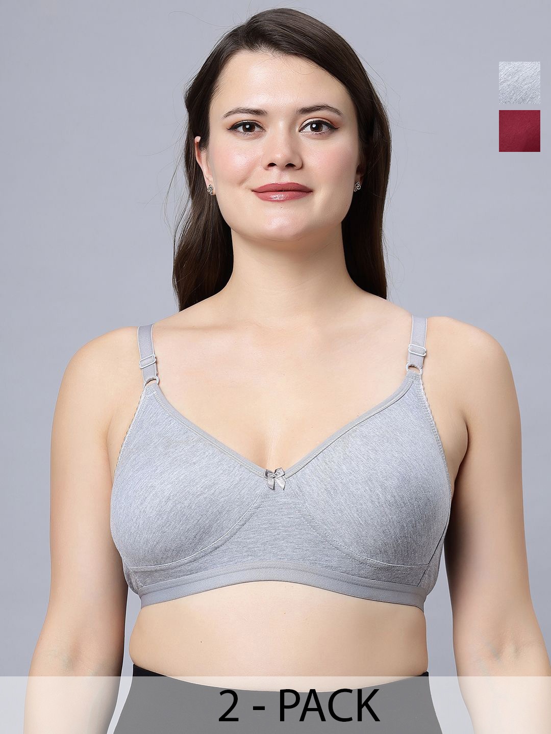

In Care Pack Of 2 Full Coverage T-shirt Bra, Grey