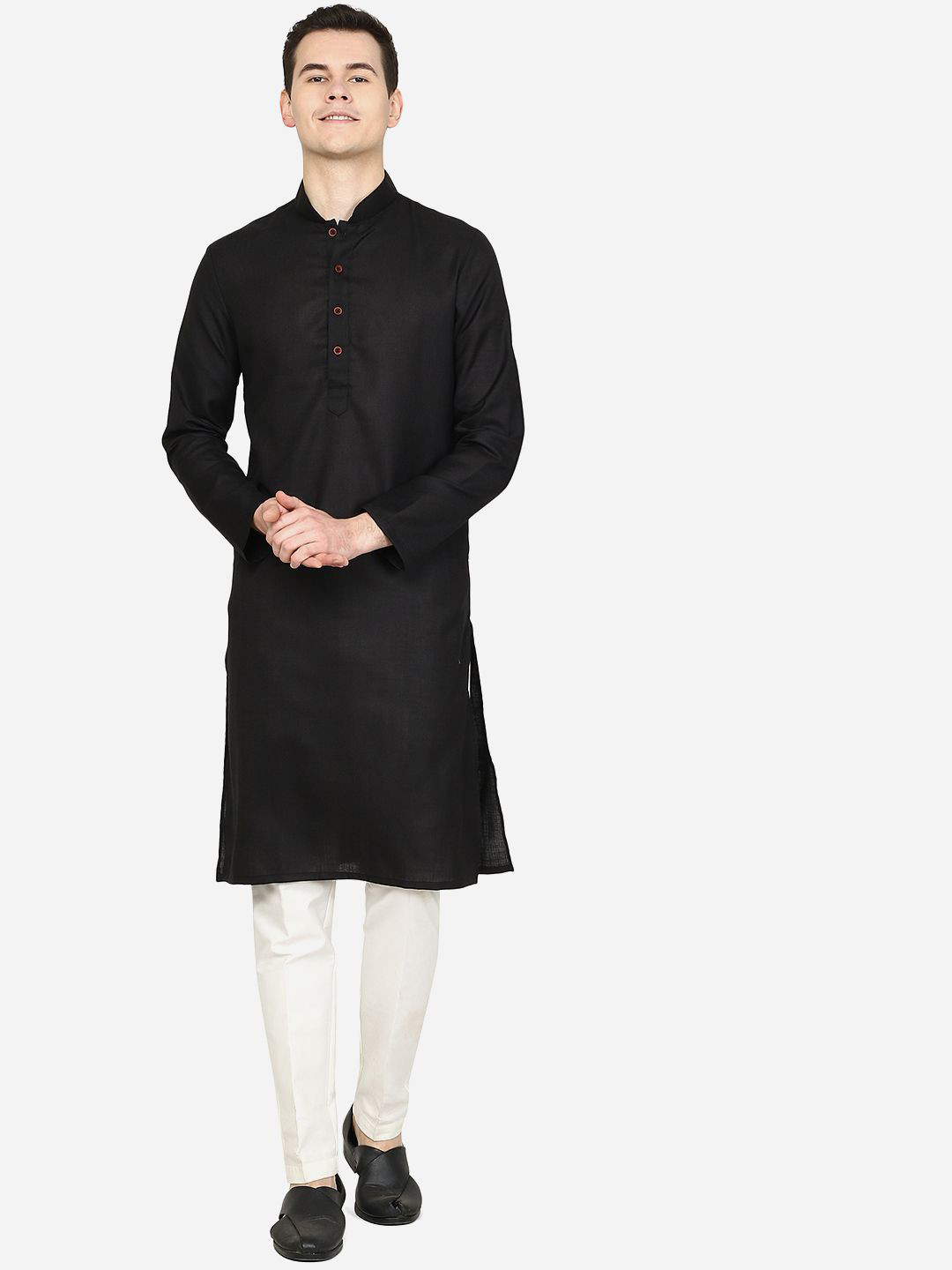 

THE KURTA COMPANY Men Thread Work Kurta, Black