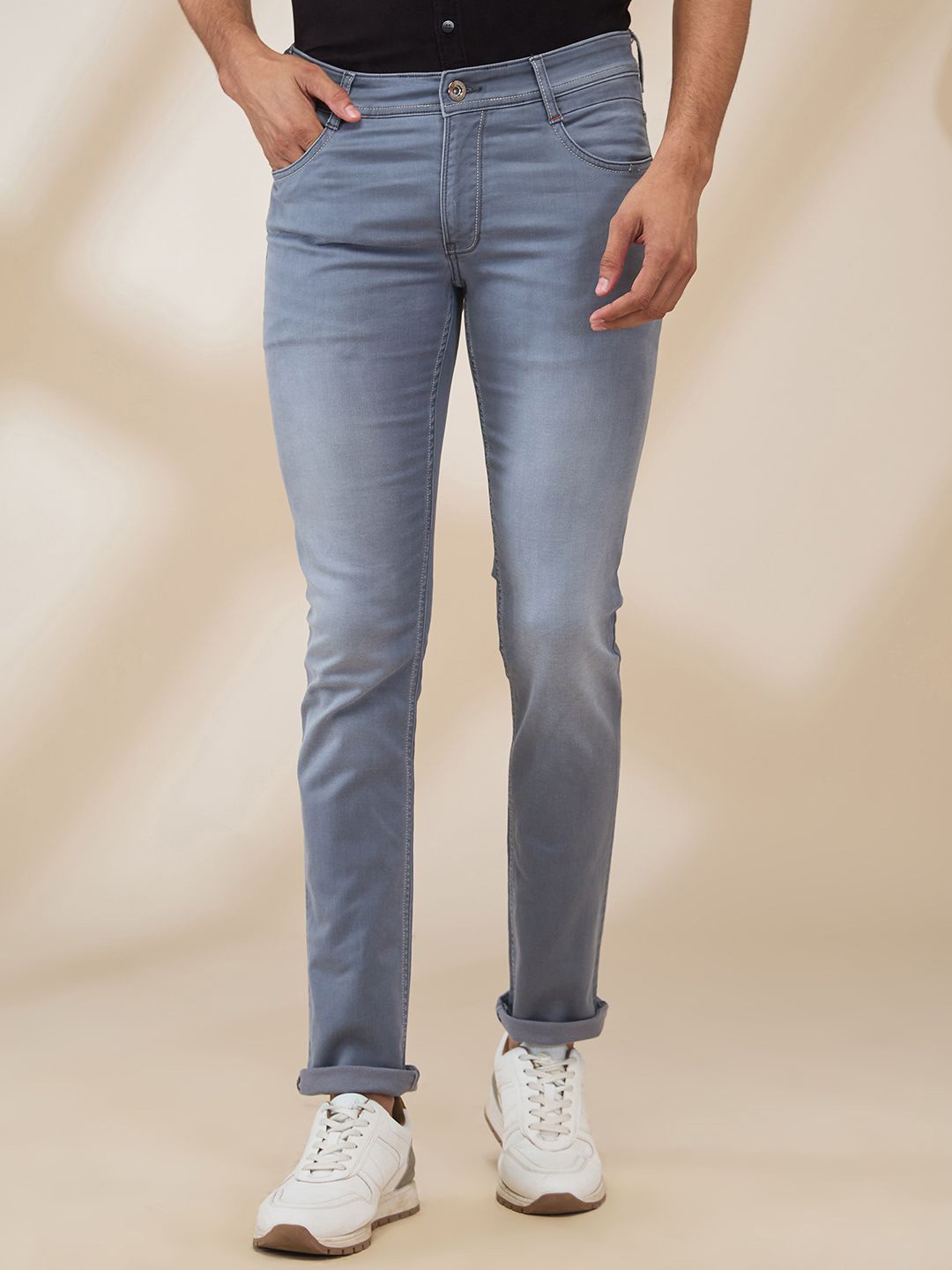 

Park Avenue Men Cotton Slim Fit Low-Rise Light Fade Jeans, Grey