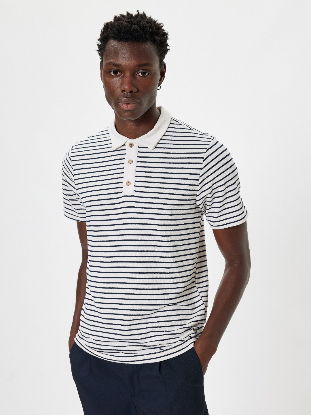 

Koton Men Striped Henley Neck T-shirt, White