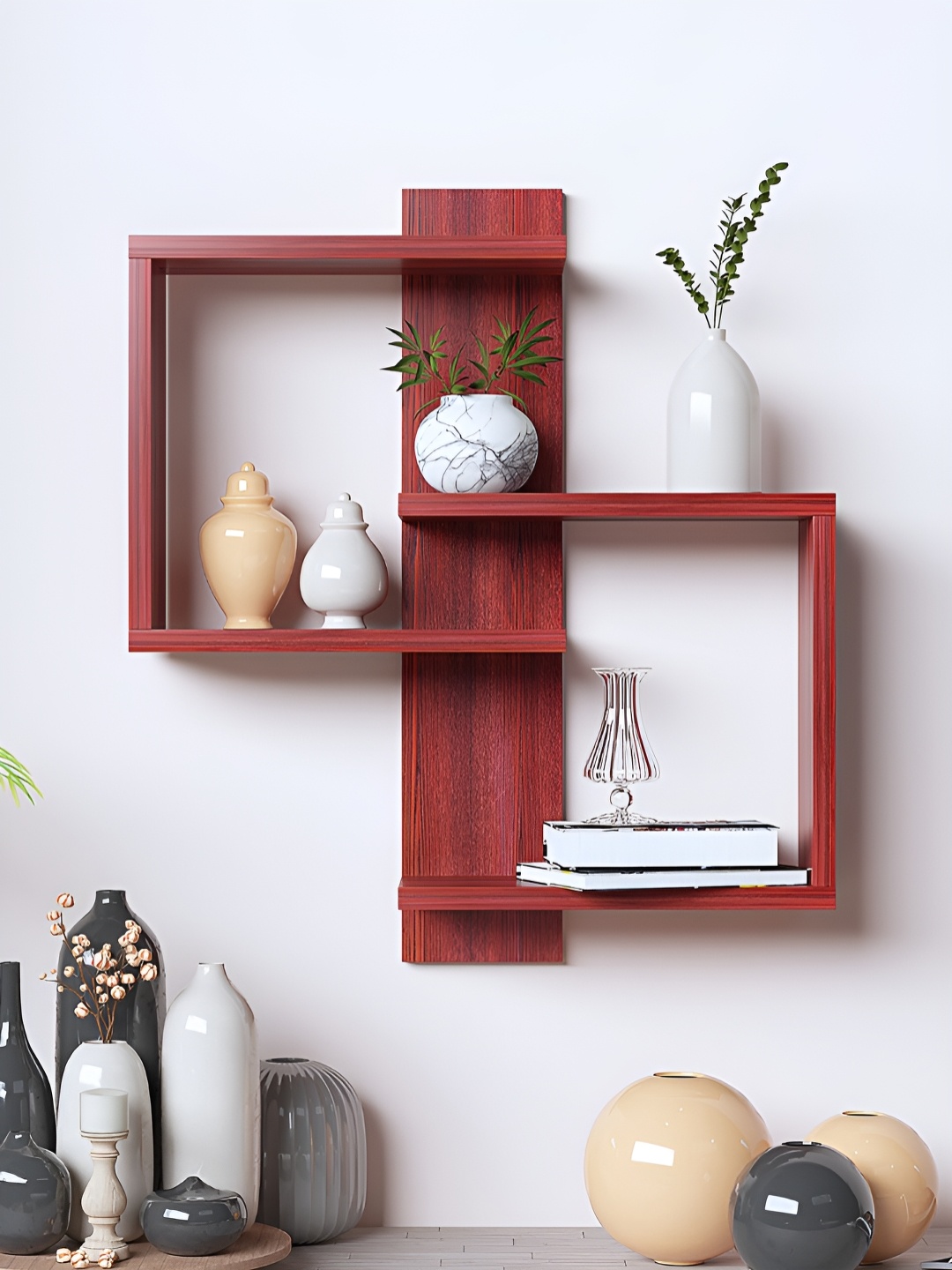 

RANDOM Brown Engineered Wood Multipurpose Storage Wall Shelf