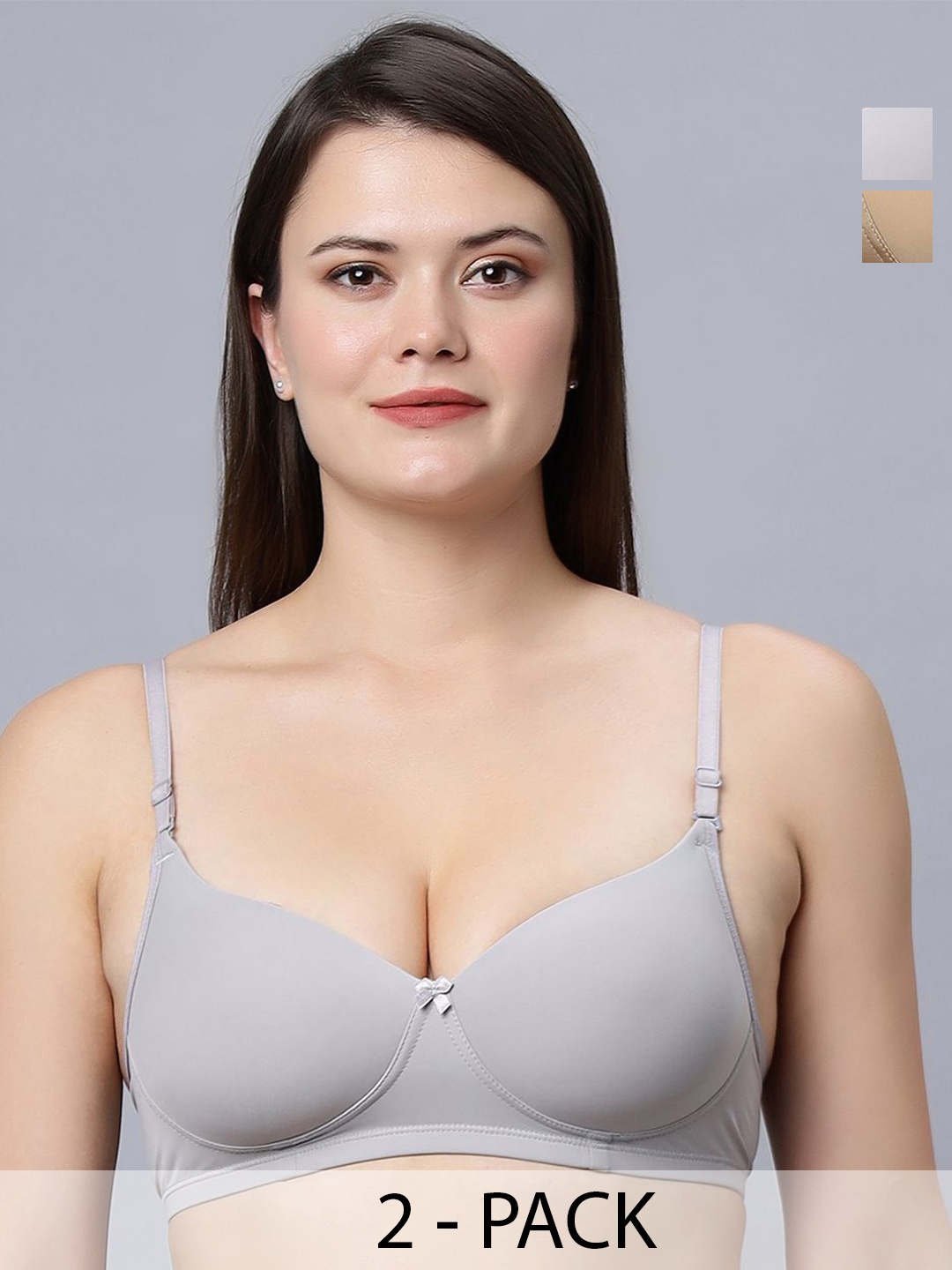 

In Care Pack Of 2 Underwired Medium Coverage Heavily Padded Push-Up Bra, Grey