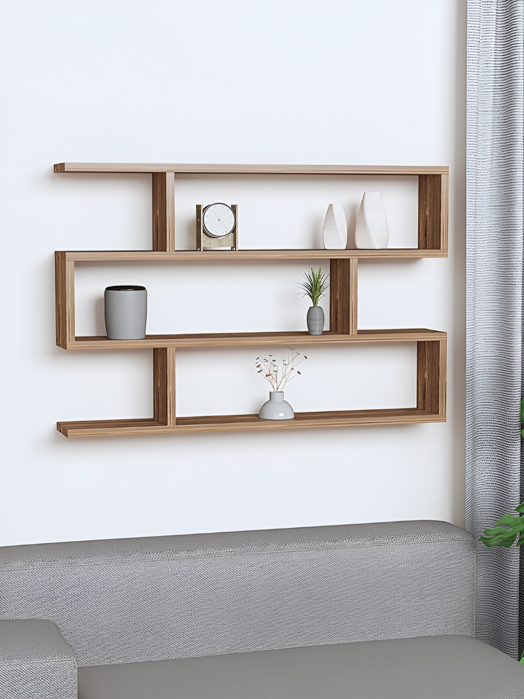 

RANDOM Brown Engineered Wood Multipurpose Storage Wall Shelf