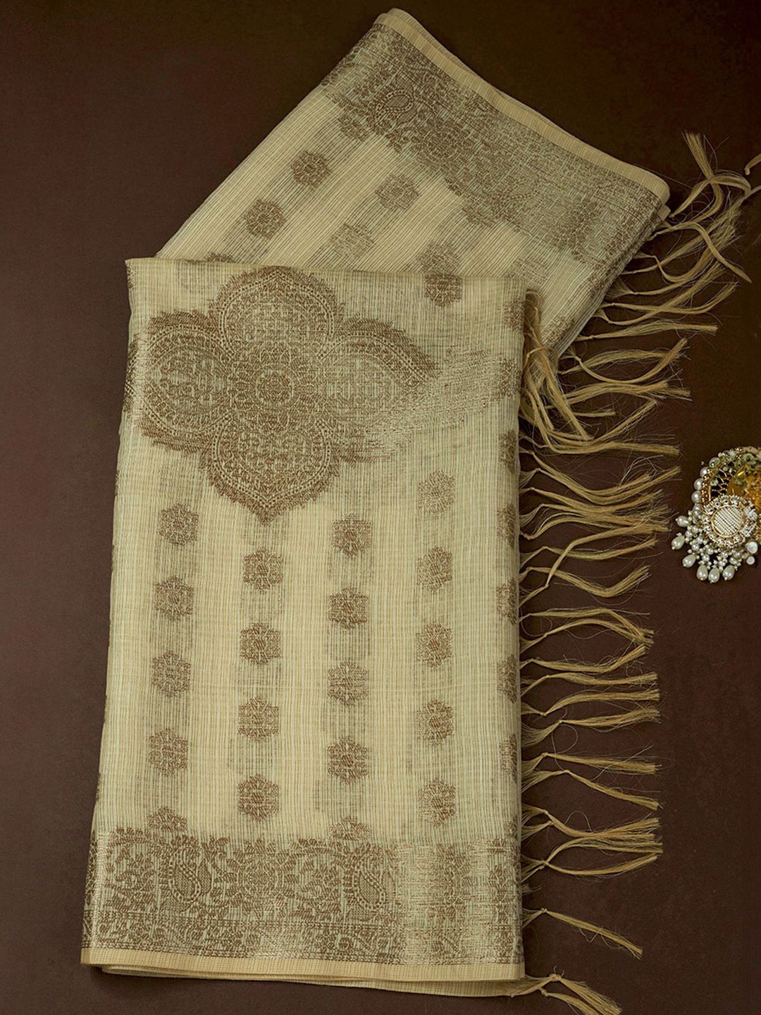 

Soch Ethnic Motifs Woven Design Zari Dupatta, Beige