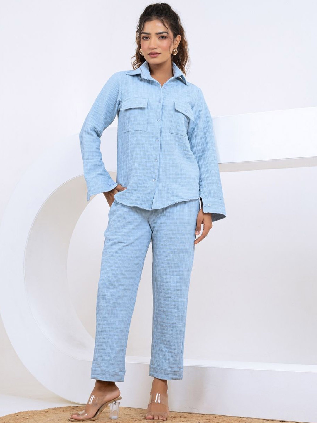 

SAADGEE Shirt & Trousers Co-Ord, Blue