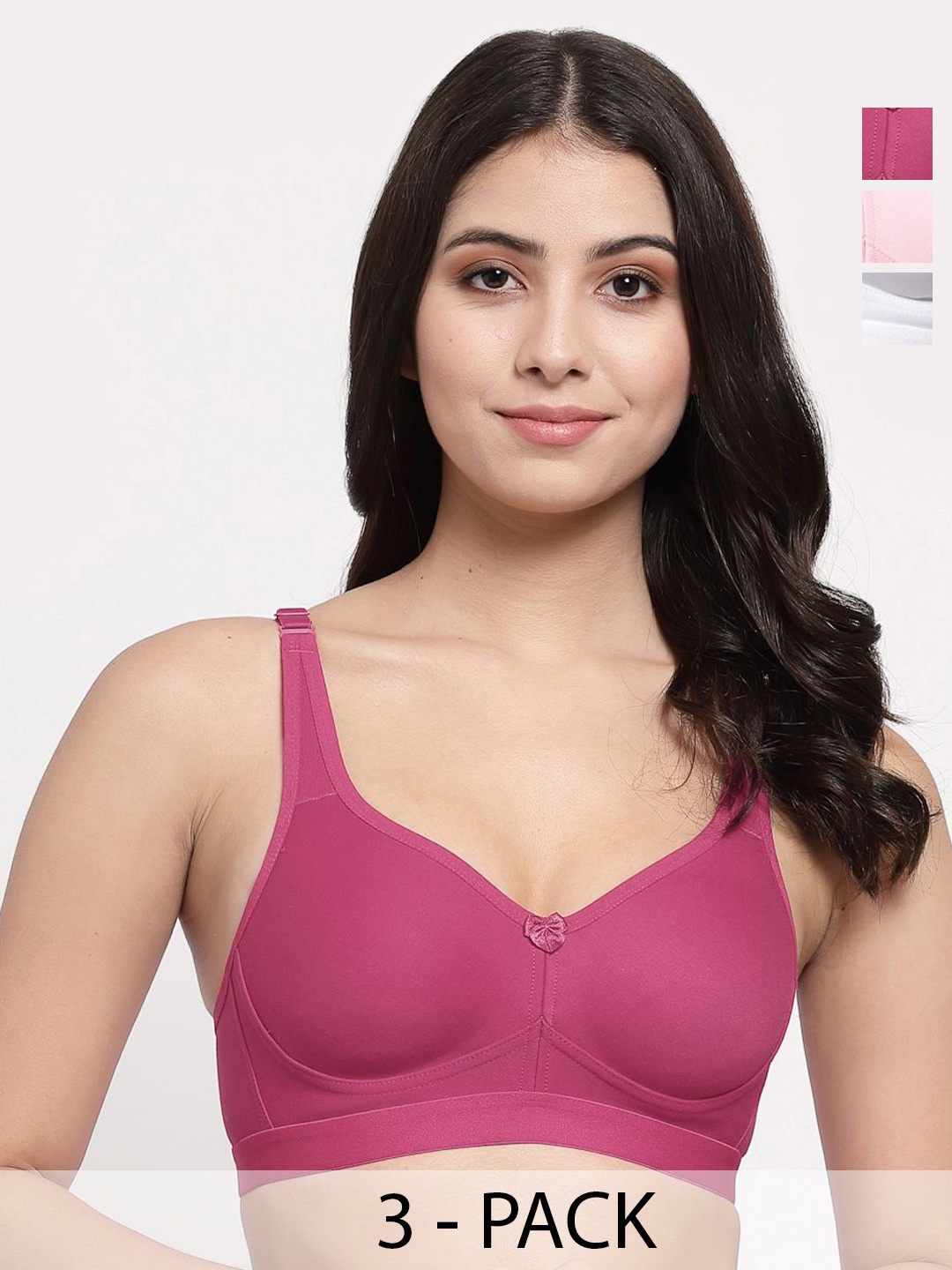 

College Girl Pack Of 3 Underwired Full Coverage Lightly Padded Minimizer Bra, Pink