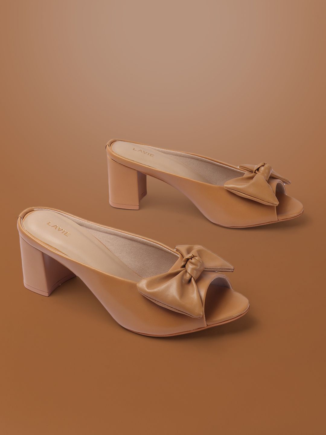 

Lavie Women Block Peep Toes with Bows, Tan