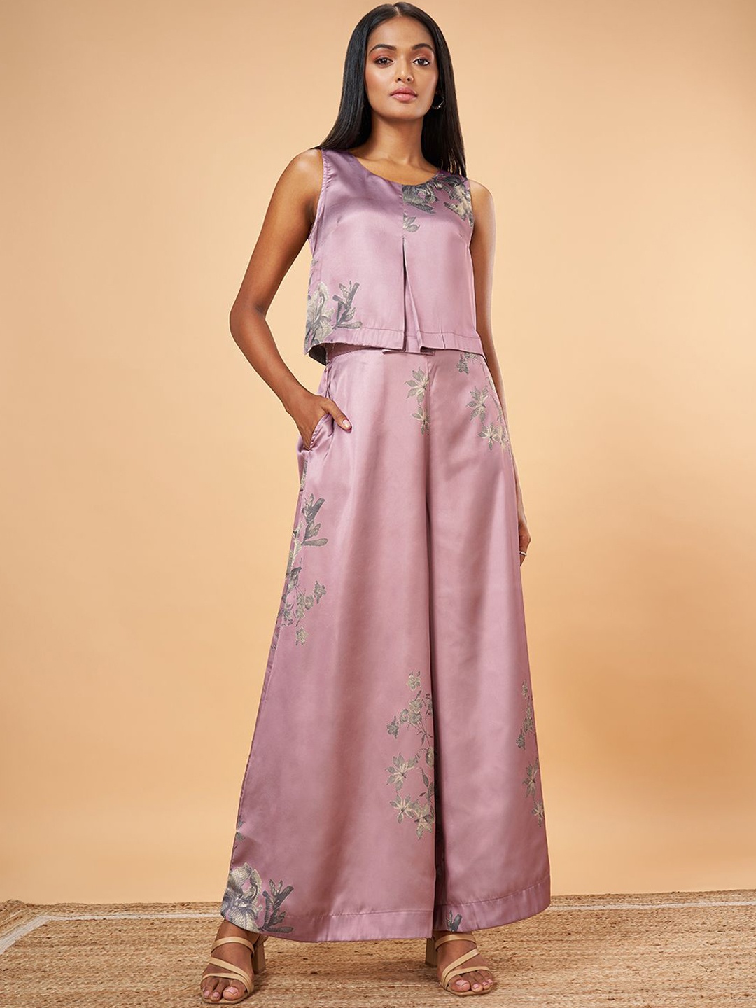 

Marigold Lane Women Floral Printed Co-Ords, Purple