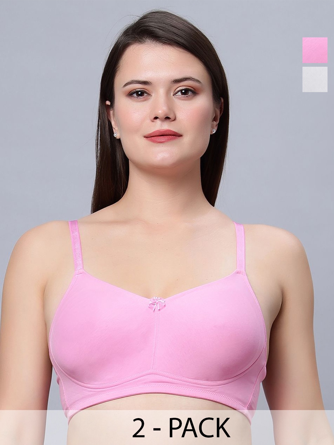 

In Care Women Pack of 2 Full Coverage Non Padded and Non-Wired T-Shirt Bra, Pink