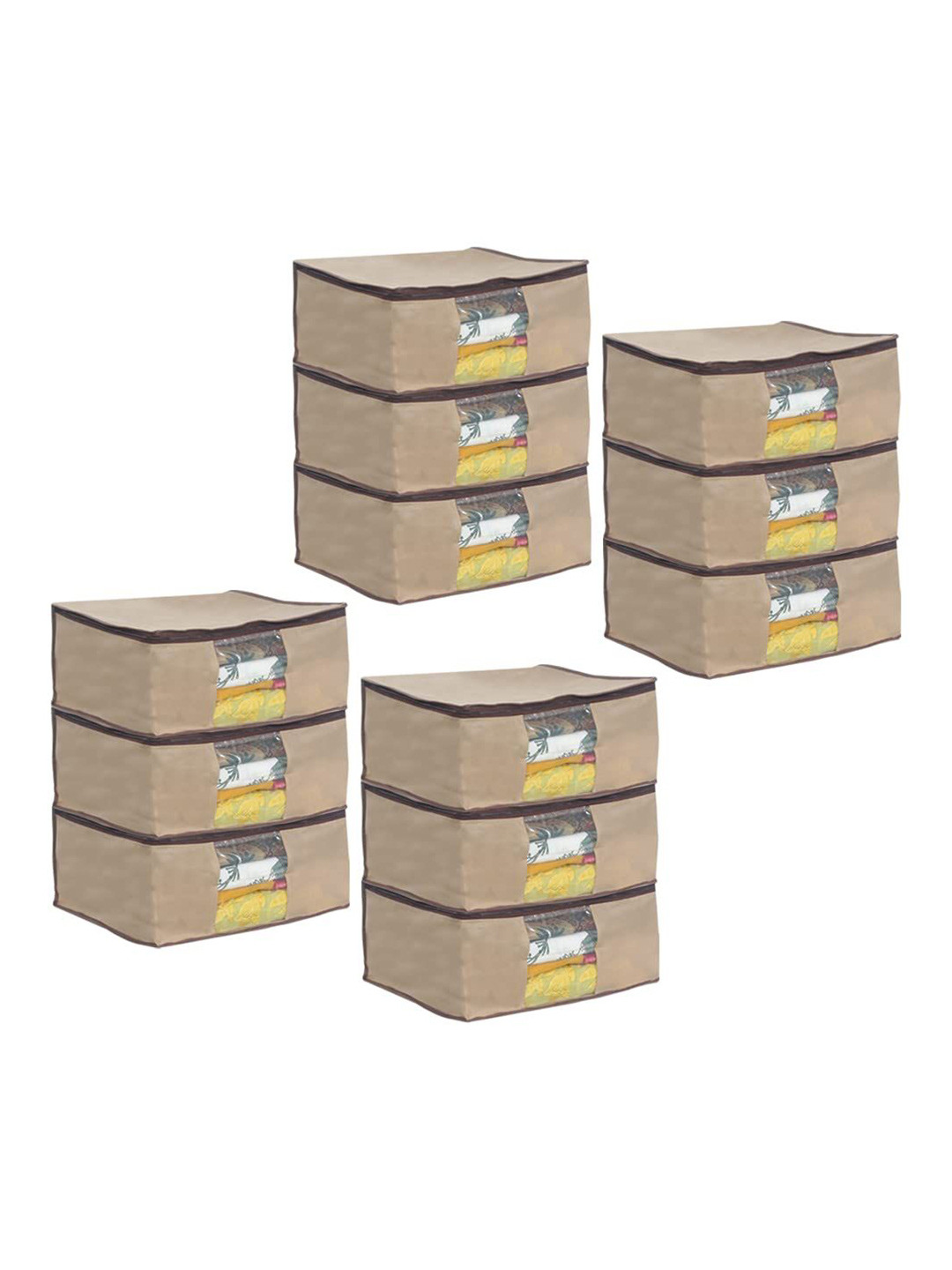 

prettykrafts Beige & Black 12 Pieces Multi Utility Organisers