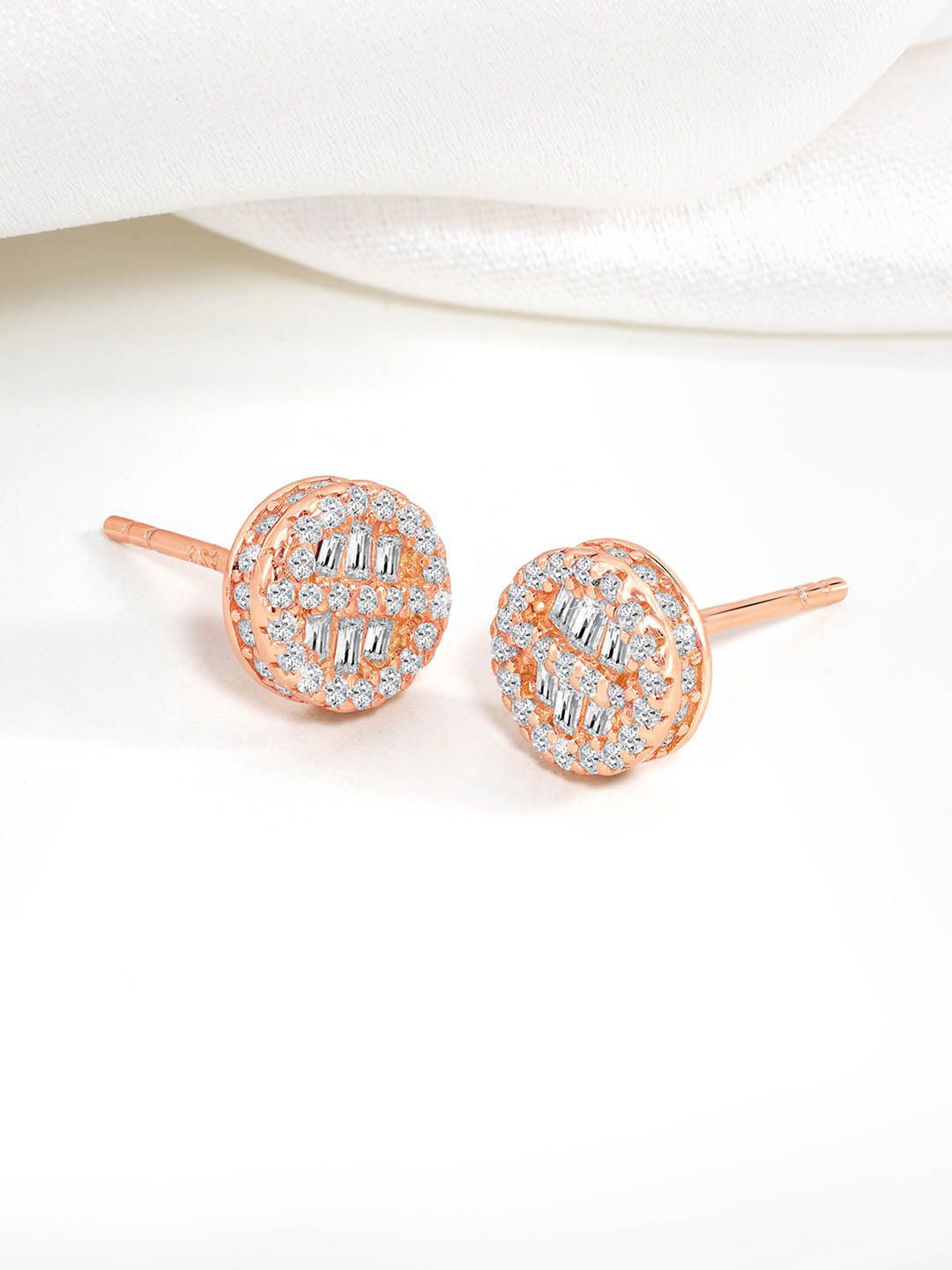 

Silvora by Peora Rose Gold Plated 925 Sterling Silver CZ Studded Studs