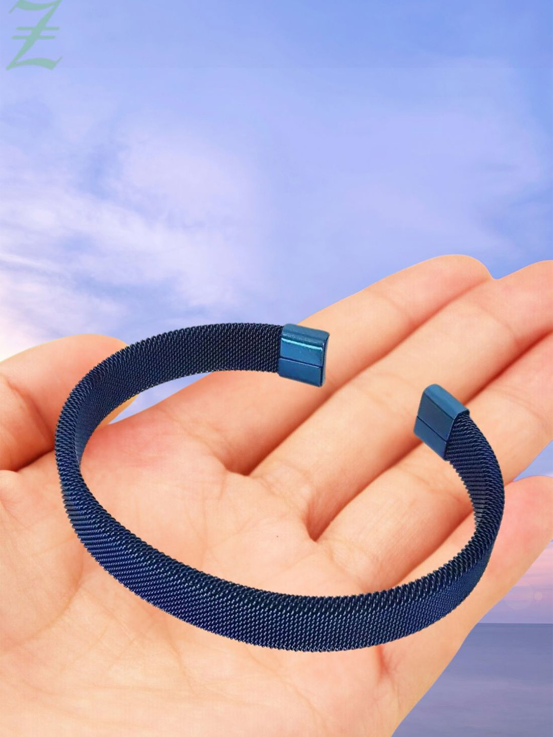 

Zindura Unisex Brass Plated Stainless Steel Cuff Bracelet, Blue