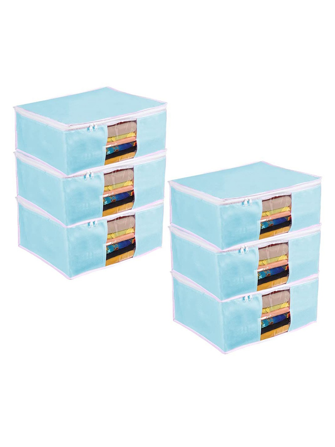 

prettykrafts Blue 6 Pieces Saree Cover Drawer Organiser