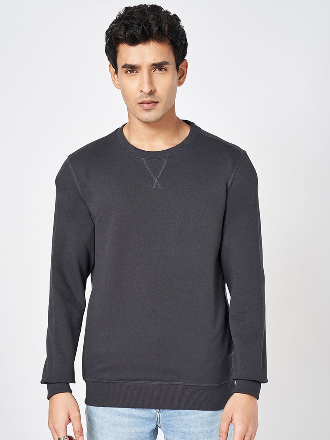 

SF JEANS by Pantaloons Men Solid Round Neck Sweatshirt, Grey