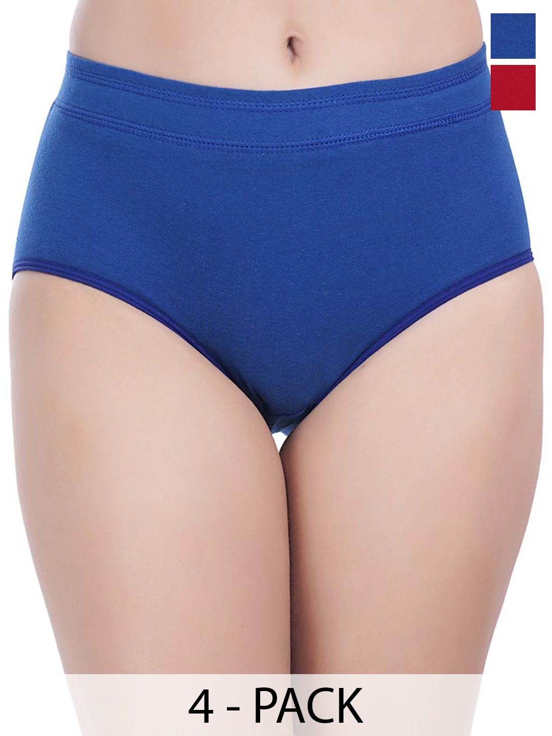 

YOU FOREVER Pack Of 4 Women Cotton High-Rise Hipster Briefs, Red