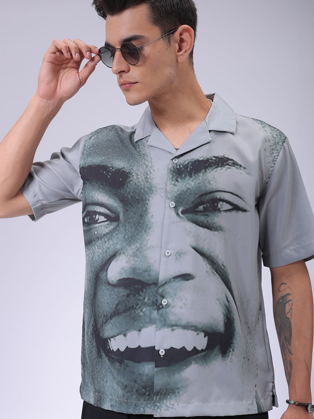 

The Indian Garage Co Men Opaque Printed Casual Shirt, Grey