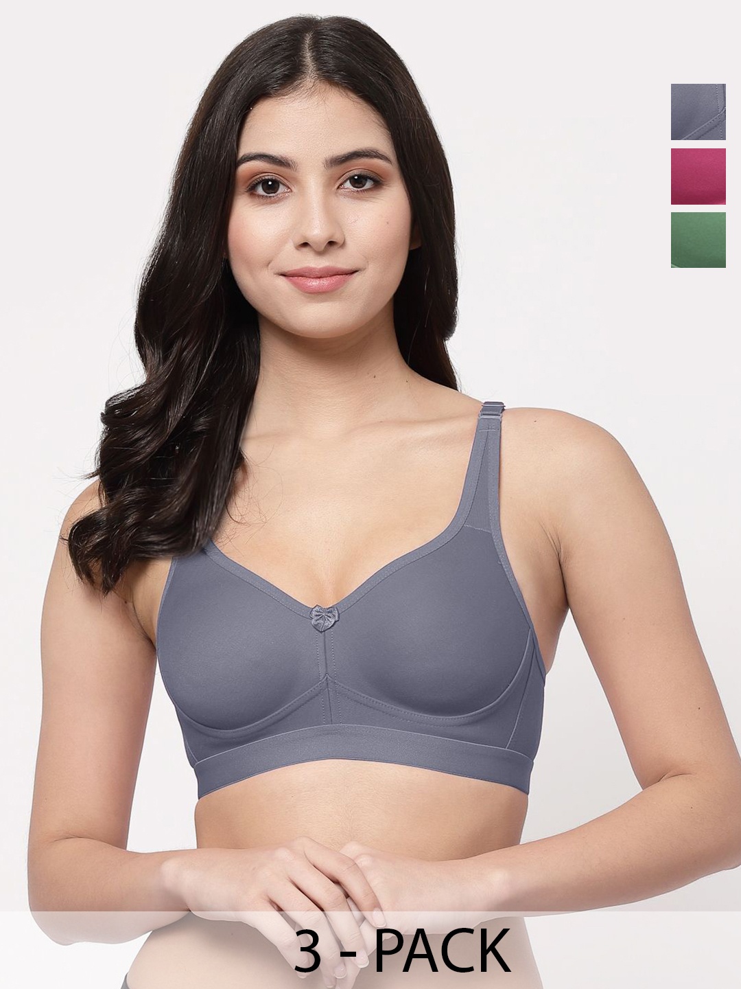 

College Girl Women Pack of 3 Full Coverage Lightly Padded Minimizer Bra, Grey