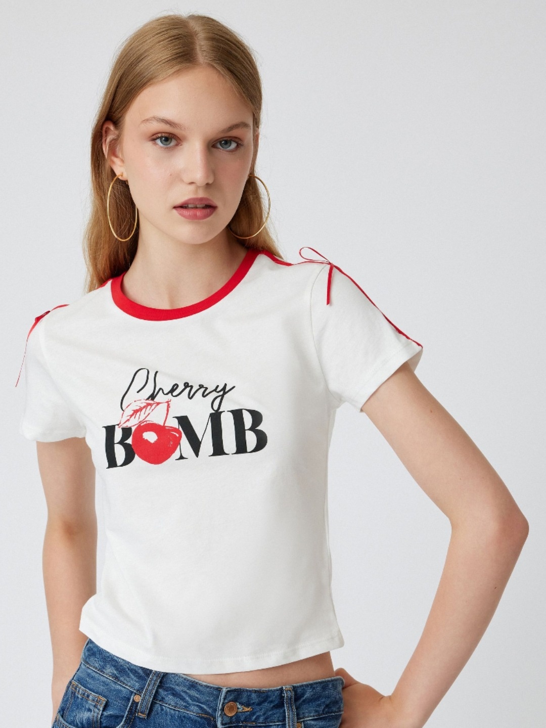 

Koton Women Typography Printed Round Neck Cotton T-shirt, White