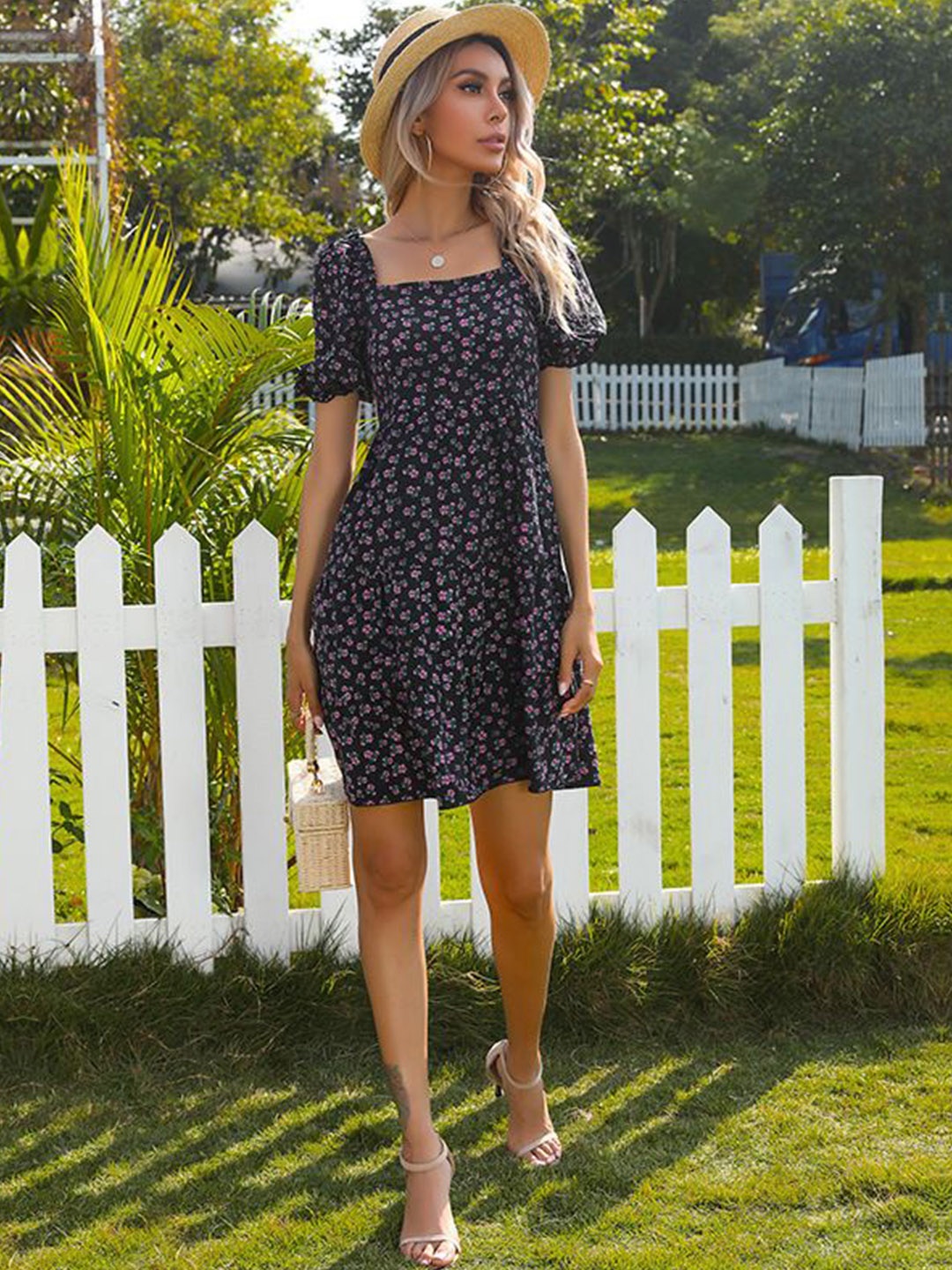 

StyleCast Floral Print A-Line Mini Dress, Black