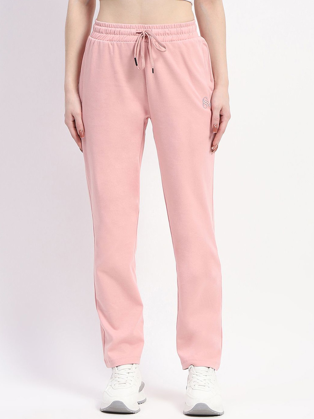 

MADAME M SECRET Women Solid Mid-Rise Track Pants, Peach