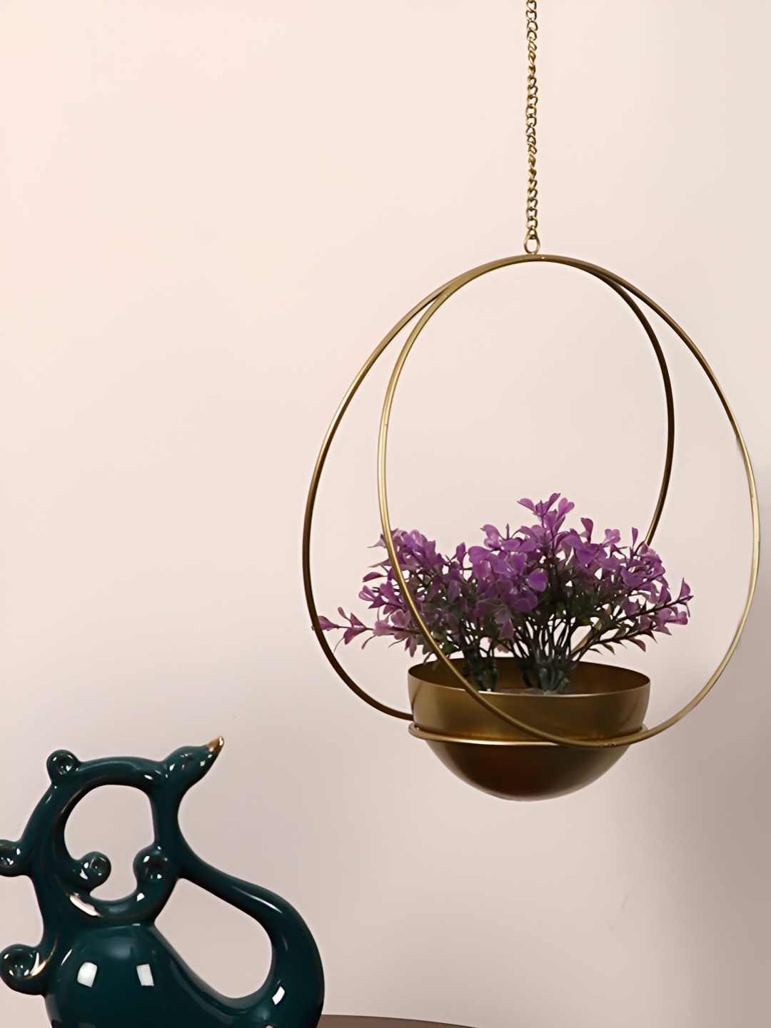 

pristine interiors Yellow Metal Hanging Marlow Planter, Gold