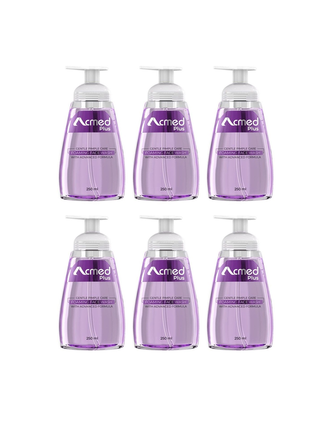 

ACMED Set Of 6 Plus Foaming Face Wash- 250 ml Each, White