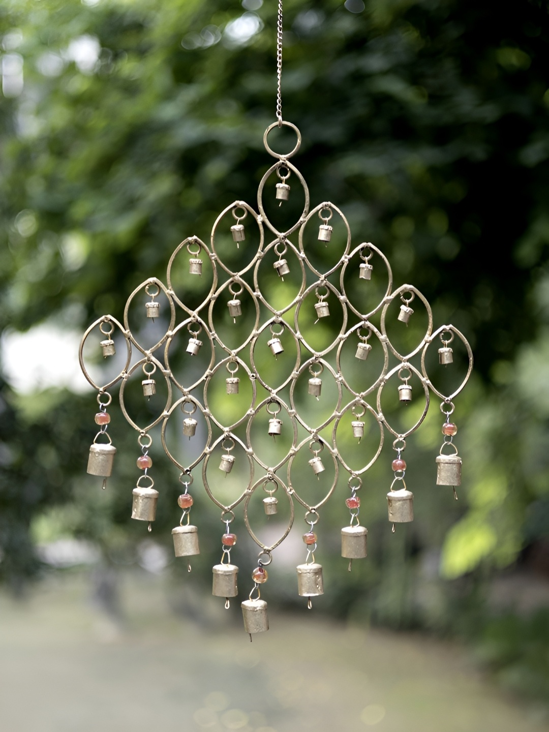 

DULI Gold Toned & Red Wall Hanging Windchimes