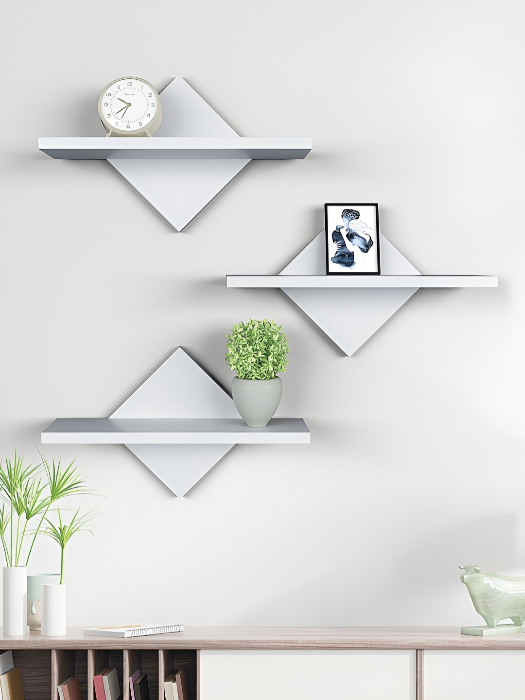 

RANDOM White 3 Pieces Engineered Wood Wall Shelves