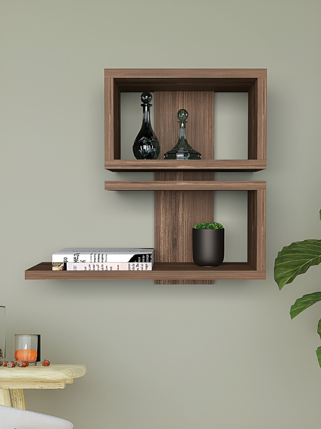 

RANDOM Brown Engineered Wood Pocket Wall Shelf