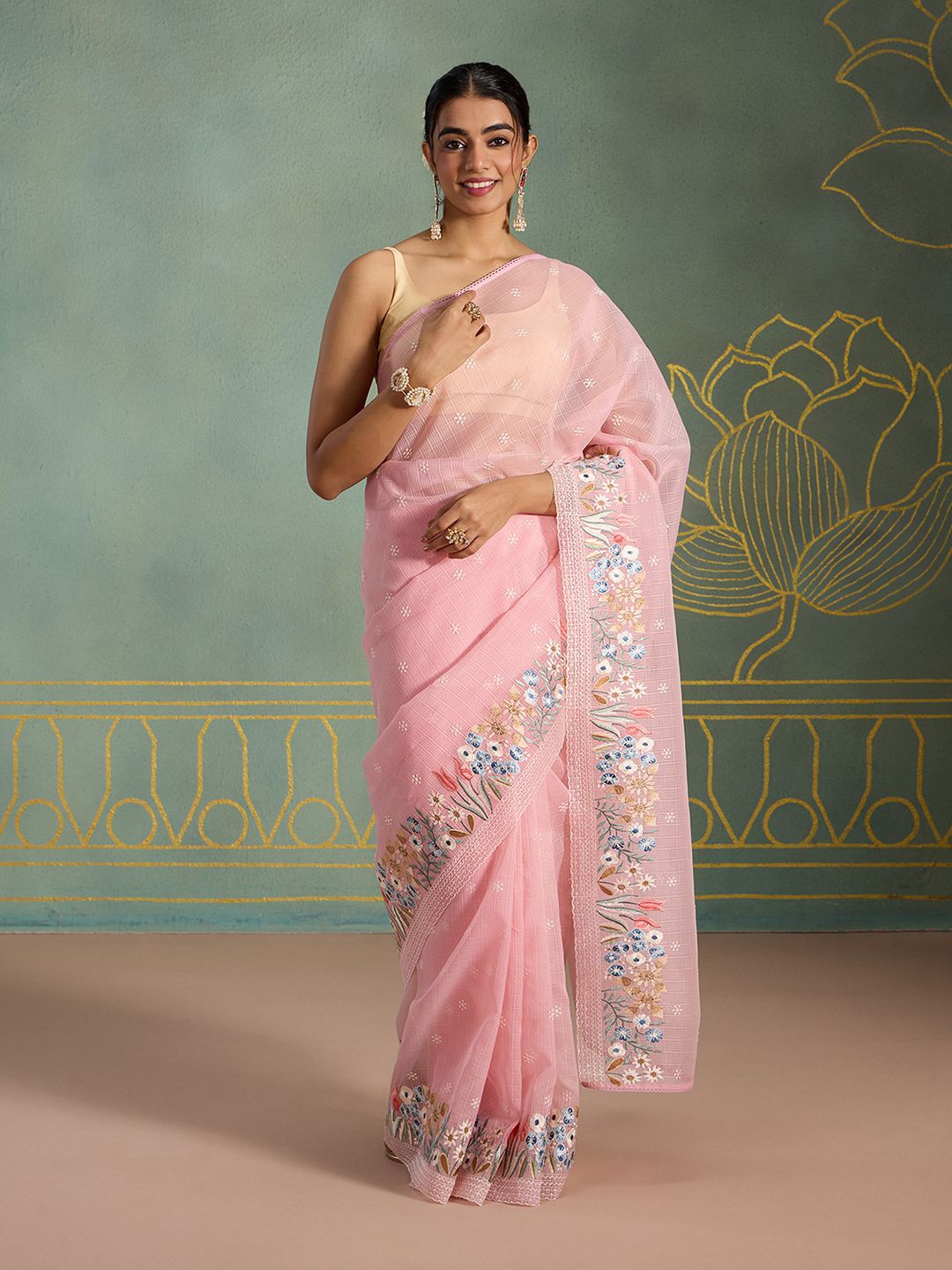 

Likha Organza Saree, Pink