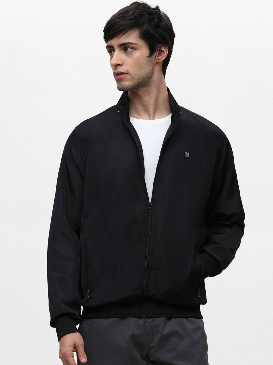 

Klub Fox Men Mock Collar Lightweight Tailored Jacket, Black