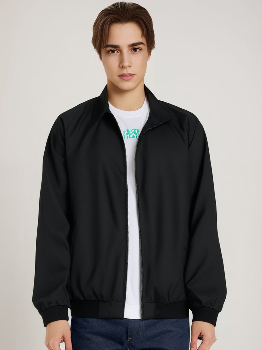 

StyleCast x Revolte Men Collarless Long Sleeves Tailored Jacket, Black