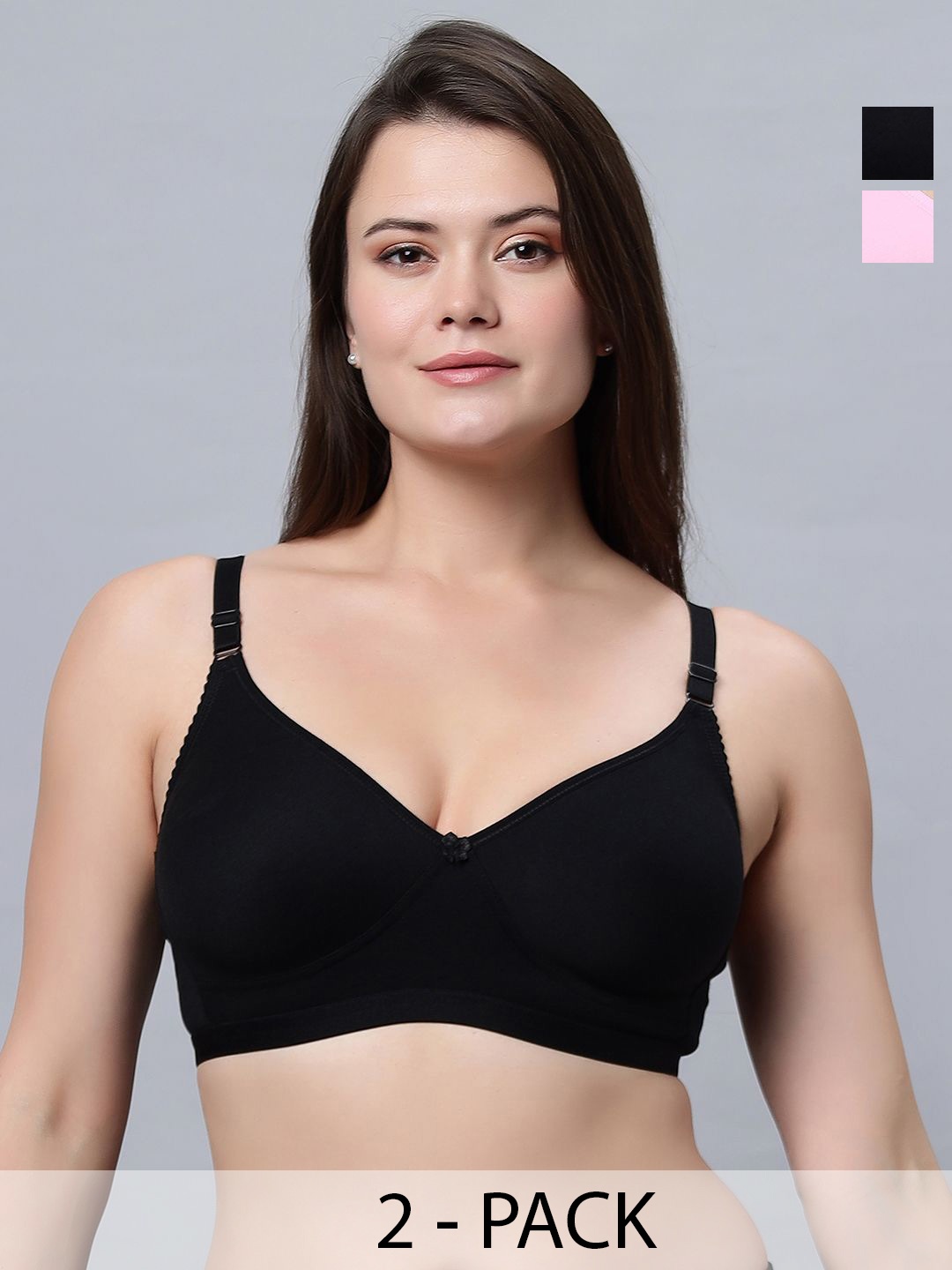 

In Care Women Pack Of 2 Full Coverage Non Padded T-shirt Bra, Pink