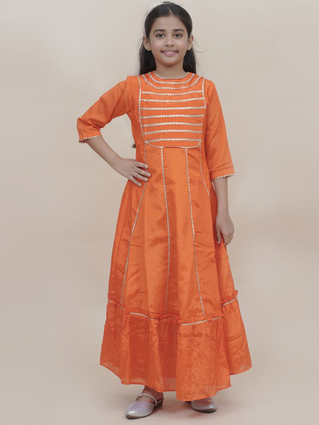 

Sangria Cotton A-Line Ethnic Dresses, Orange