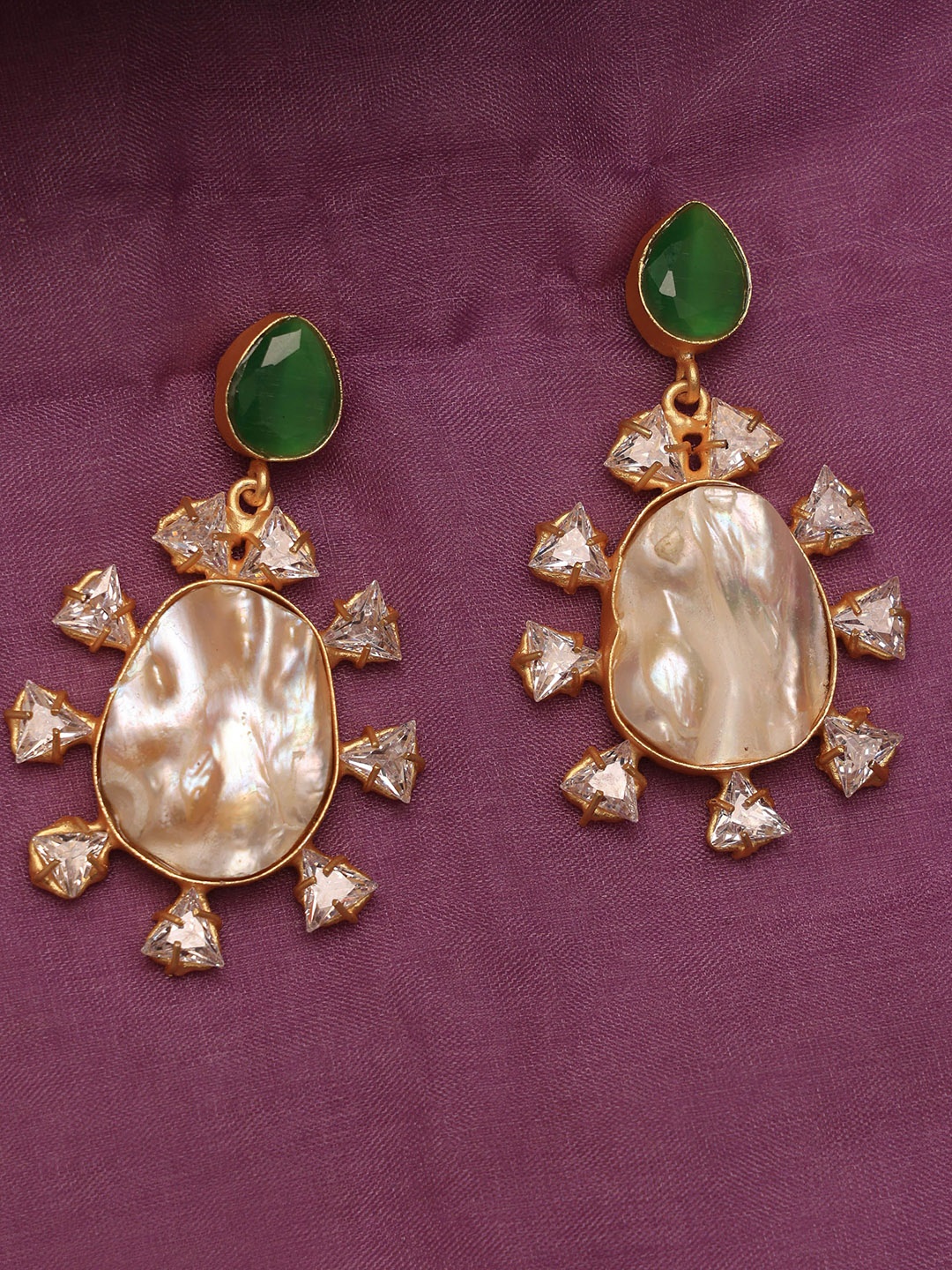 

ROYAL PITARAH Gold-Plated Contemporary Pearls Drop Earrings