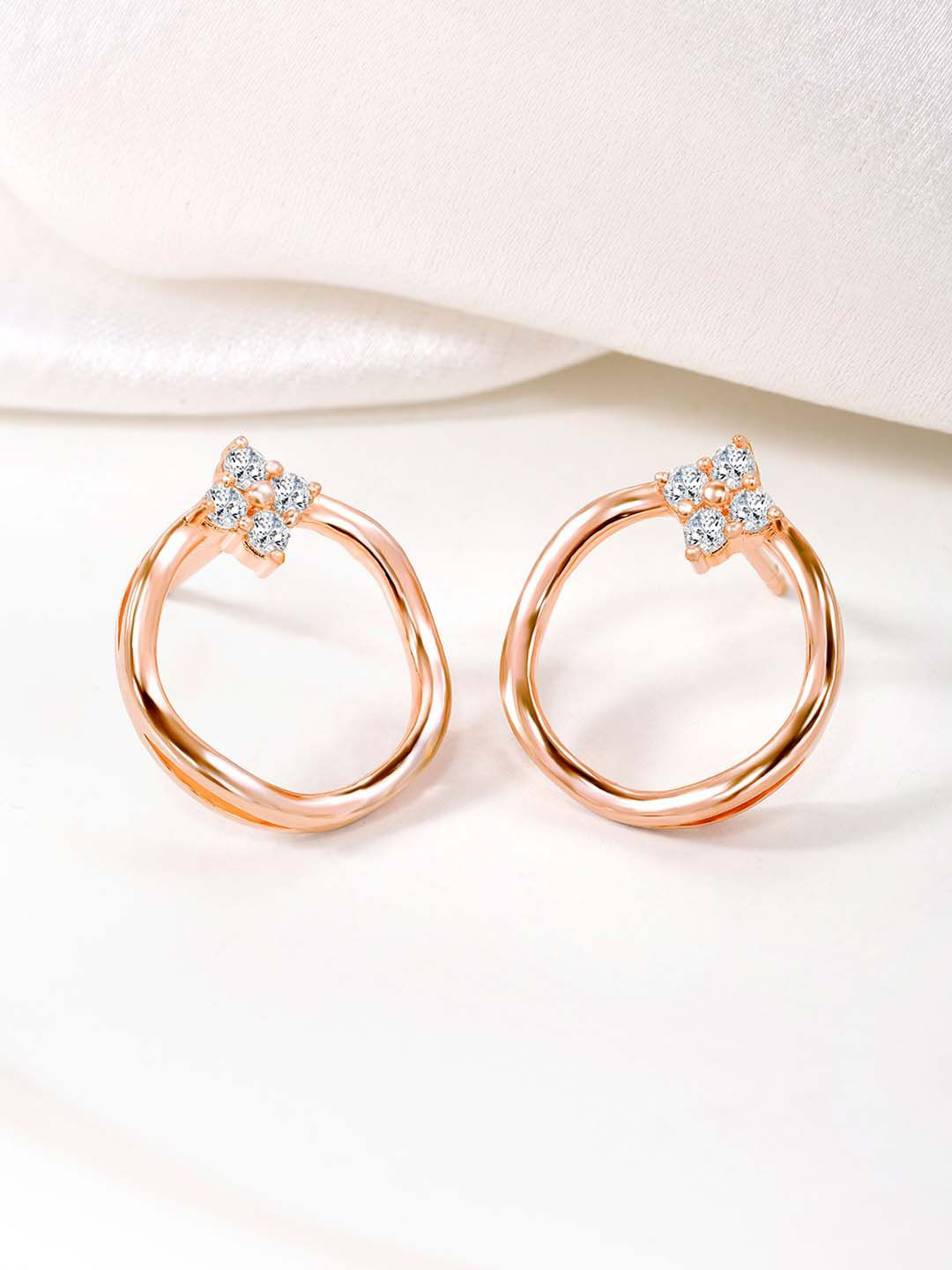 

Silvora by Peora 925 Sterling Silver Rose Gold-Plated Contemporary Cubic Zirconia Studs