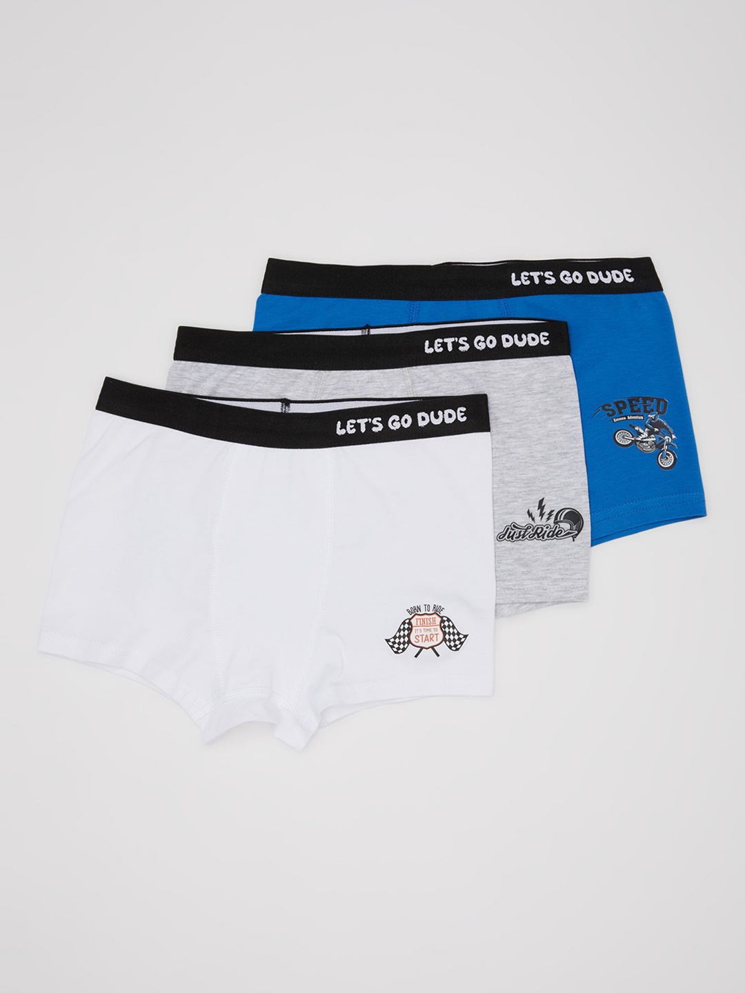 

DeFacto Boys Pack Of 3 Printed Trunks 234745593-WT34, Turquoise blue