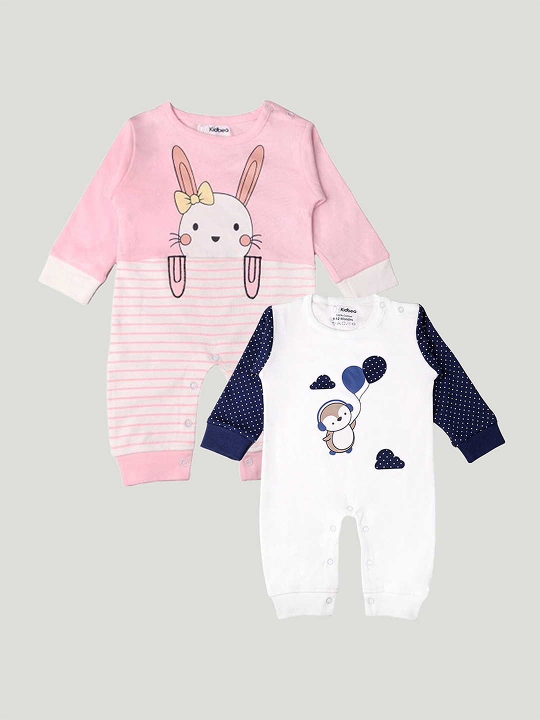 

Kidbea Infants Pack Of 2 Printed Organic Cotton Rompers, Pink