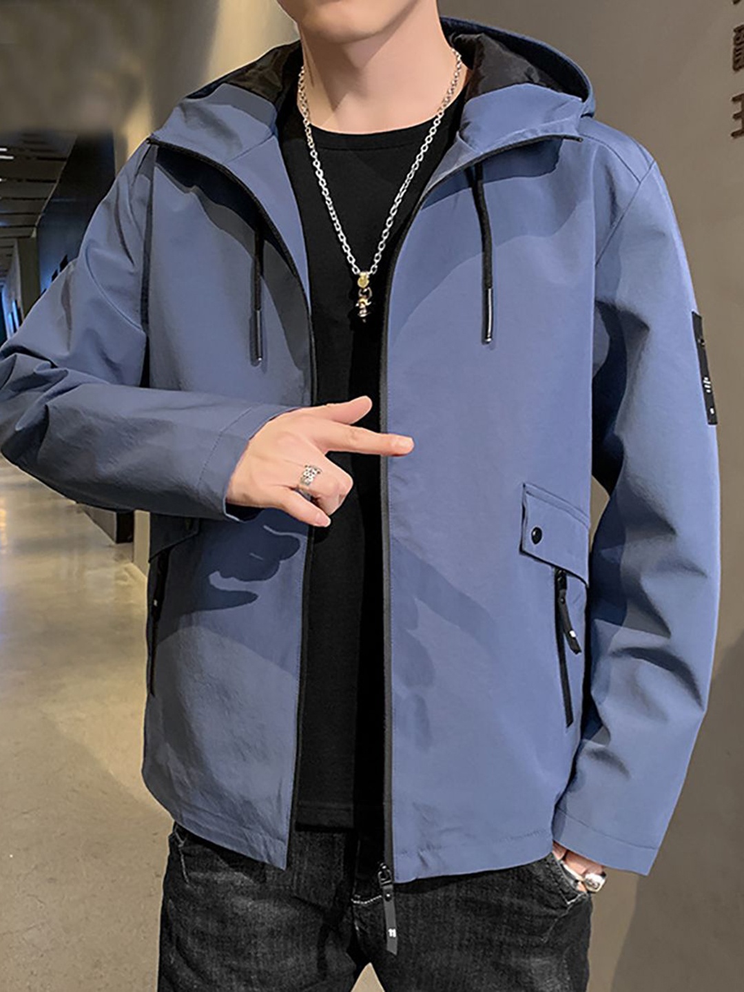 

StyleCast x Revolte Men Hooded Tailored Jacket, Blue