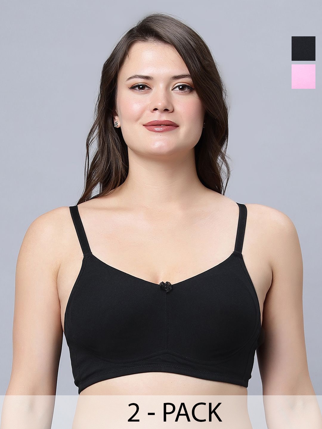 

In Care Pack of 2 Solid Full Coverage Bra, Black