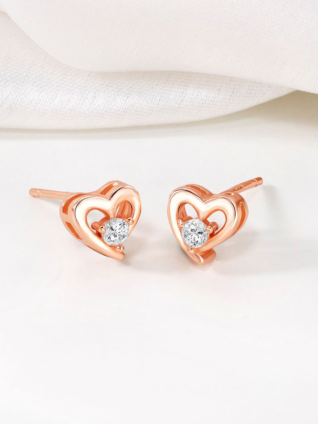 

Silvora by Peora 925 Sterling Silver Rose Gold Plated Cubic Zirconia Studs