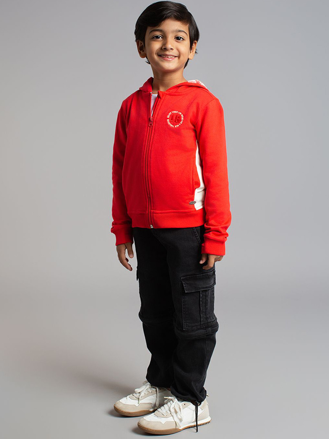 

Ed-a-Mamma Boys Typography Open Front Jacket, Red