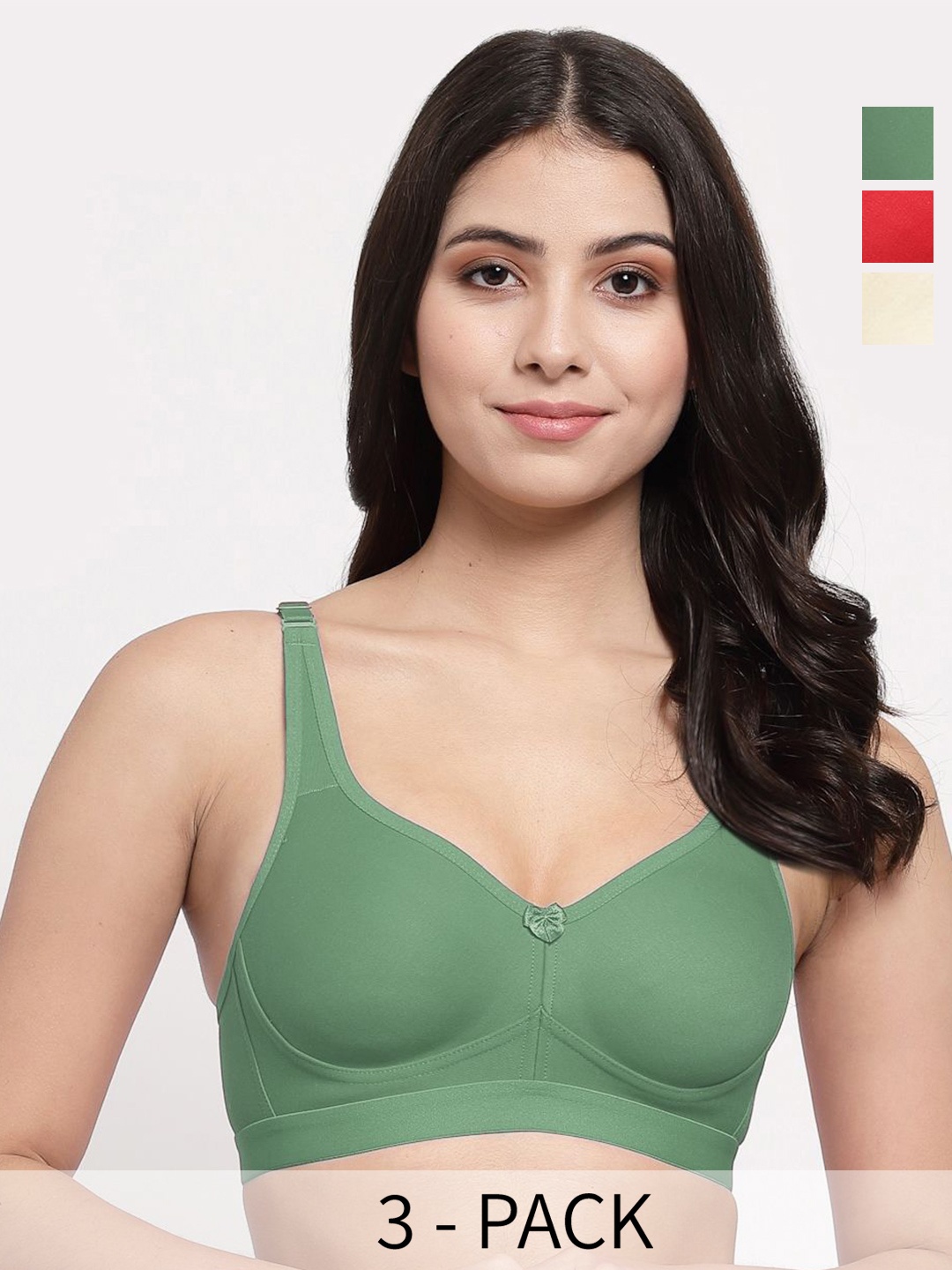 

College Women Pack of 3 Full Coverage Lightly Padded Minimizer Bra, Red