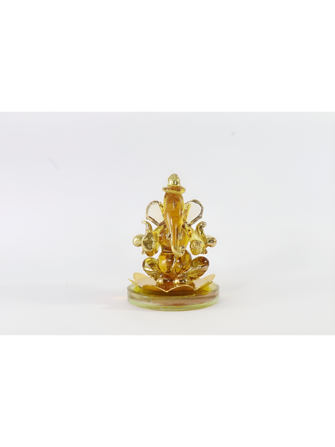 

NMII Gold-Toned Glass Ganesh Ji on Lotus Religious Idol Showpiece