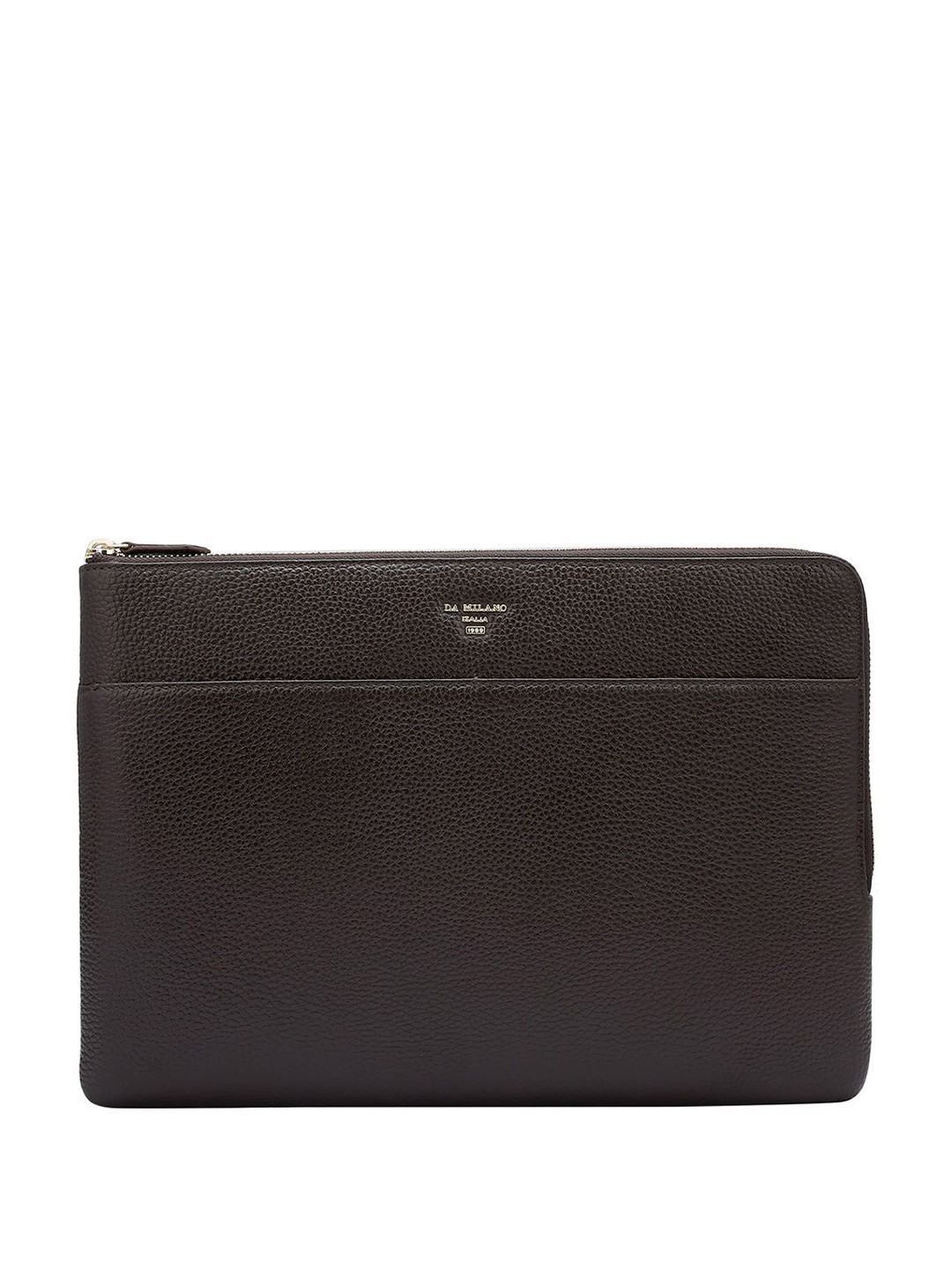 

Da Milano Unisex Textured Leather Laptop Sleeve, Brown