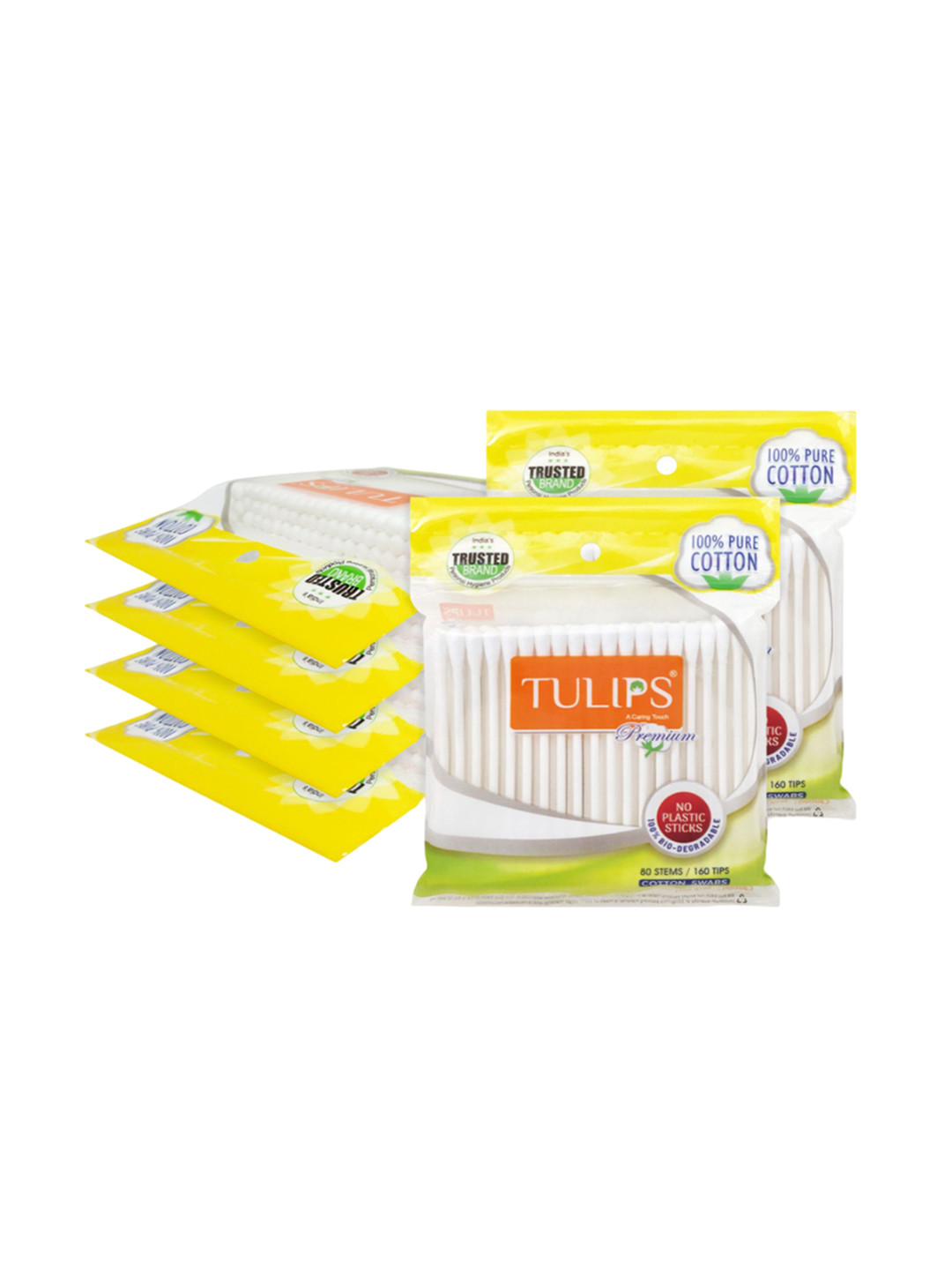 

TULIPS Set Of 6 Premium White Paper Stick Cotton Ear Buds -80 Sticks Each