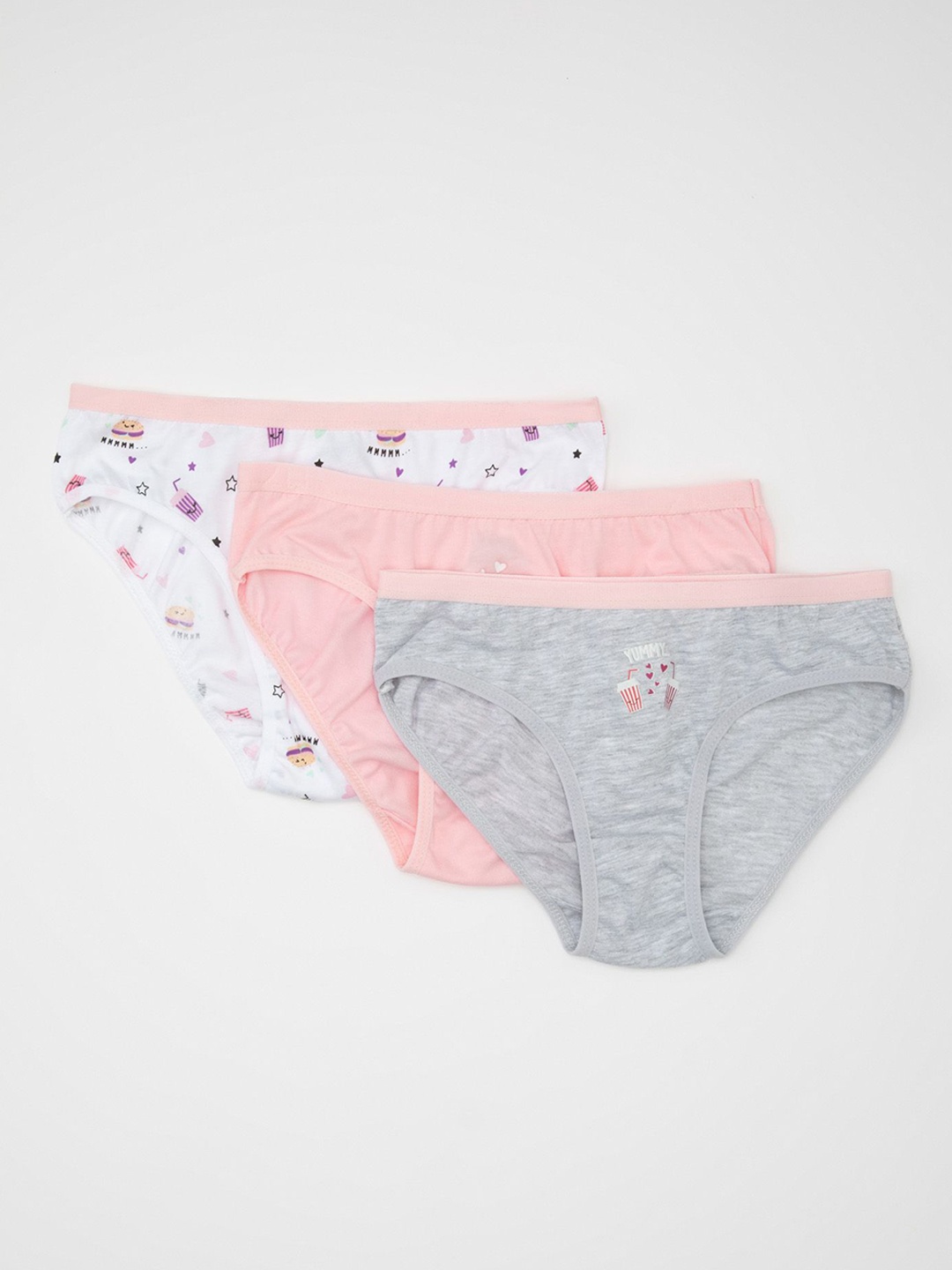 

DeFacto Girls Pack Of 3 Printed Briefs, White