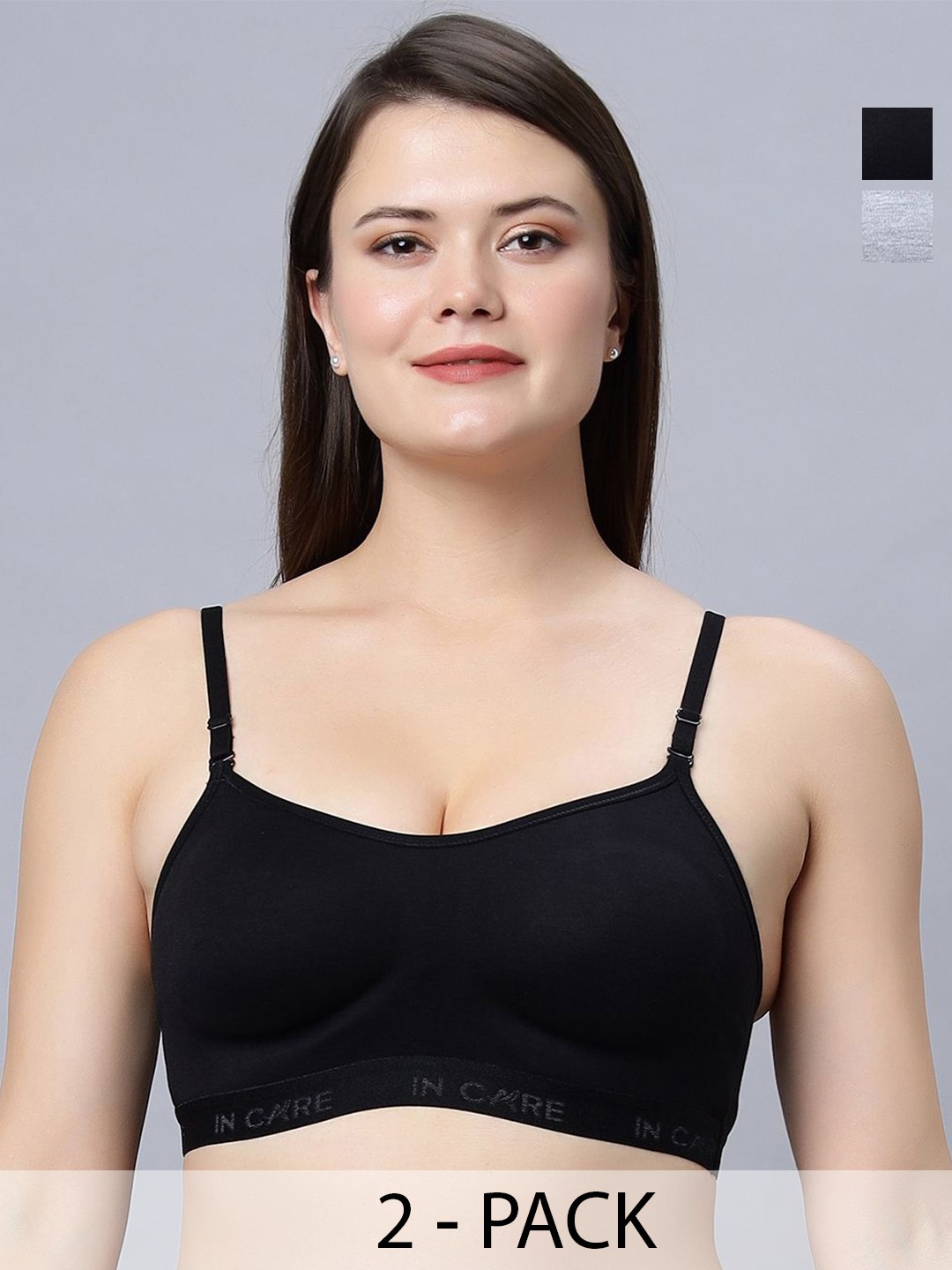 

In Care Pack Of 2 Full Coverage Non-Wired seamless Bra, Black