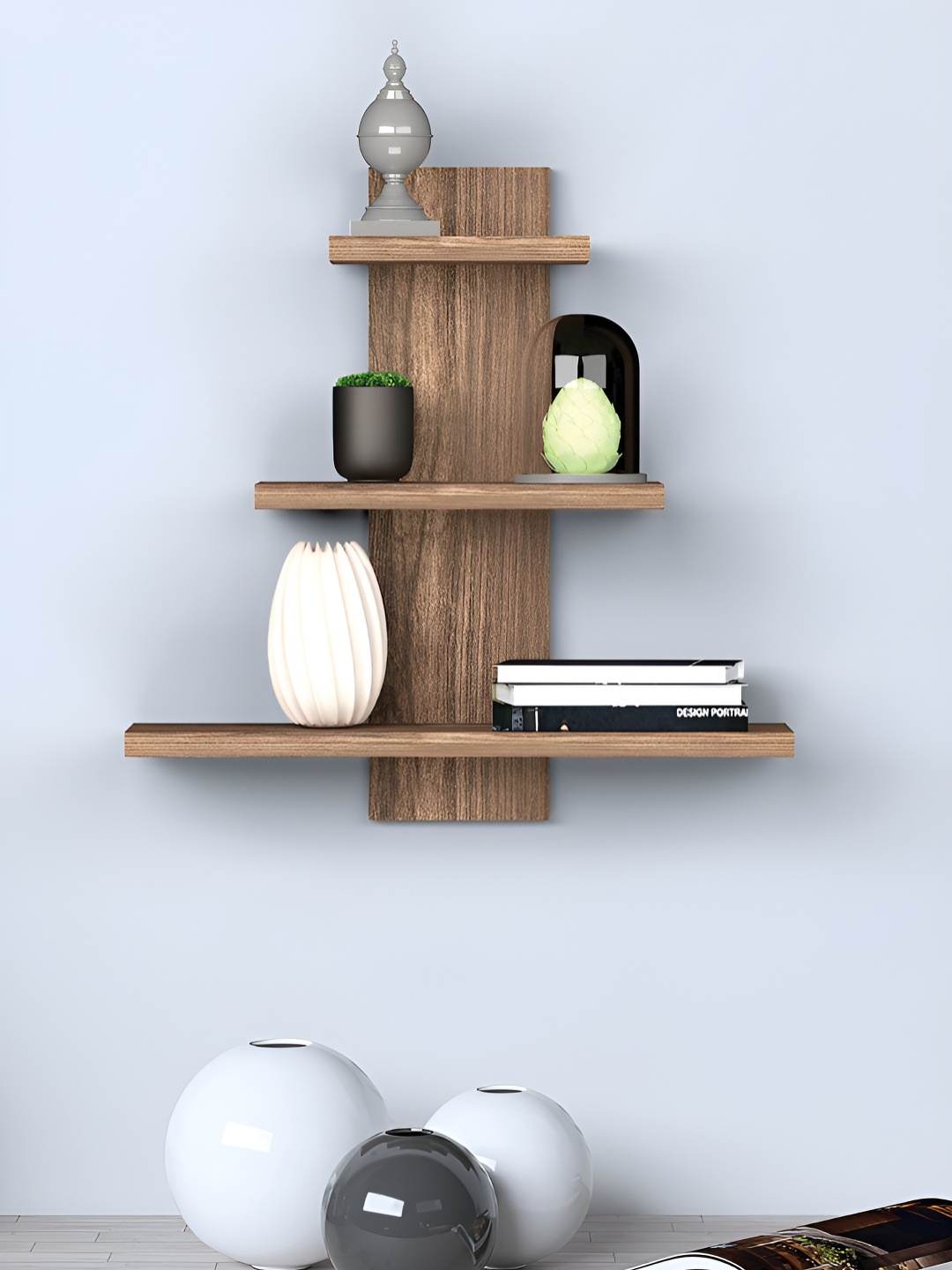

RANDOM Brown Engineered Wood Multipurpose Storage Wall Shelf