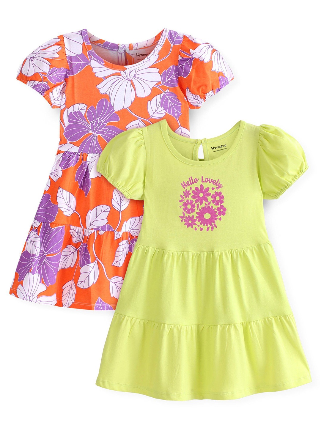 

Honeyhap Girls Floral Print A-Line Dress, Orange